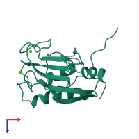 PDB entry 1cge coloured by chain, top view.