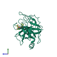 PDB entry 1cgh coloured by chain, side view.