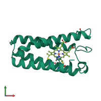 PDB entry 1cgo coloured by chain, front view.