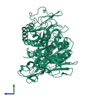 PDB entry 1cgt coloured by chain, side view.