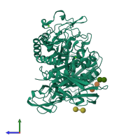 PDB entry 1cgv coloured by chain, side view.