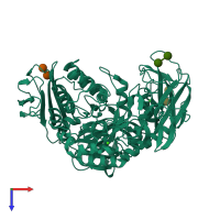 PDB entry 1cgw coloured by chain, top view.