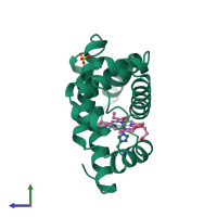 PDB entry 1ch3 coloured by chain, side view.