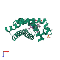 PDB entry 1ch3 coloured by chain, top view.
