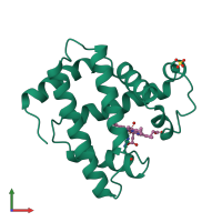 PDB entry 1ch9 coloured by chain, front view.