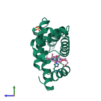 PDB entry 1ch9 coloured by chain, side view.
