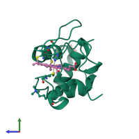 PDB entry 1chi coloured by chain, side view.