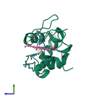 PDB entry 1chj coloured by chain, side view.