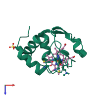 PDB entry 1chj coloured by chain, top view.