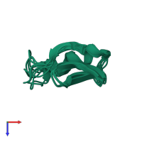 PDB entry 1chl coloured by chain, ensemble of 7 models, top view.
