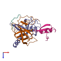 PDB entry 1cho coloured by chain, top view.