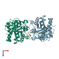 PDB entry 1ci1 coloured by chain, top view.