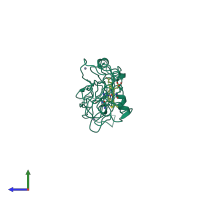 PDB entry 1ci3 coloured by chain, side view.