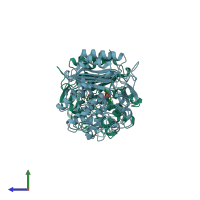 PDB entry 1ci9 coloured by chain, side view.