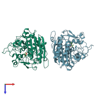 PDB entry 1ci9 coloured by chain, top view.