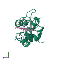 PDB entry 1cif coloured by chain, side view.