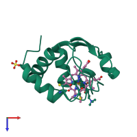 PDB entry 1cig coloured by chain, top view.