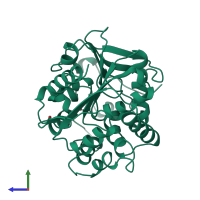 PDB entry 1cij coloured by chain, side view.