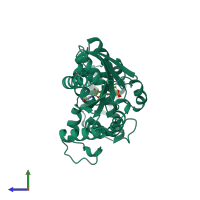 PDB entry 1cip coloured by chain, side view.