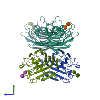 PDB entry 1ciw coloured by chain, side view.