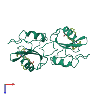 Homo dimeric assembly 1 of PDB entry 1cj1 coloured by chemically distinct molecules, top view.