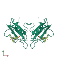 Homo dimeric assembly 2 of PDB entry 1cj1 coloured by chemically distinct molecules, front view.