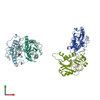 PDB entry 1cjb coloured by chain, front view.