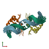 PDB entry 1cjg coloured by chain, ensemble of 11 models, front view.