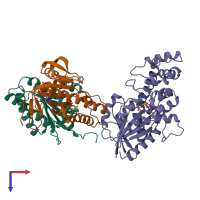 PDB entry 1cjk coloured by chain, top view.