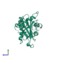 PDB entry 1cjs coloured by chain, side view.