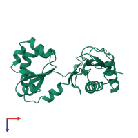 PDB entry 1cjs coloured by chain, top view.