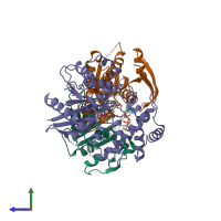 PDB entry 1cjv coloured by chain, side view.