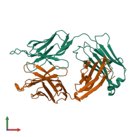 PDB entry 1ck0 coloured by chain, front view.