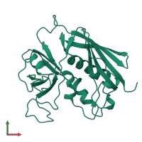 PDB entry 1ck1 coloured by chain, front view.