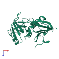 PDB entry 1ck1 coloured by chain, top view.