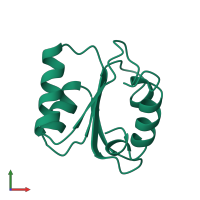 PDB entry 1ck2 coloured by chain, front view.