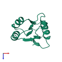 PDB entry 1ck2 coloured by chain, top view.