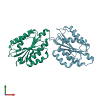 PDB entry 1ck4 coloured by chain, front view.