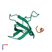 PDB entry 1cka coloured by chain, top view.