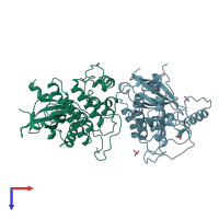 PDB entry 1ckj coloured by chain, top view.