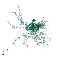 PDB entry 1ckv coloured by chain, ensemble of 14 models, top view.