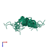 PDB entry 1cky coloured by chain, ensemble of 10 models, top view.