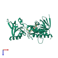 PDB entry 1cl0 coloured by chain, top view.
