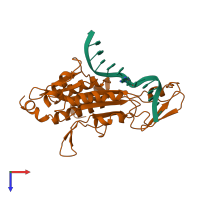 PDB entry 1cl8 coloured by chain, top view.