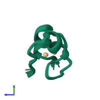 PDB entry 1cld coloured by chain, ensemble of 29 models, side view.