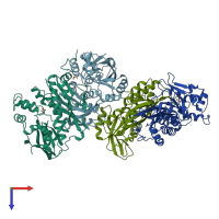 PDB entry 1cli coloured by chain, top view.