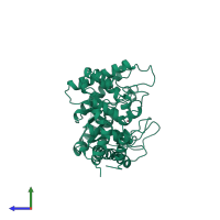 PDB entry 1clk coloured by chain, side view.