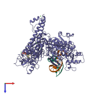 PDB 1clq coloured by chain and viewed from the top.