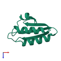 PDB entry 1cm3 coloured by chain, top view.