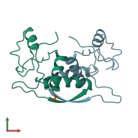 PDB entry 1cmb coloured by chain, front view.
